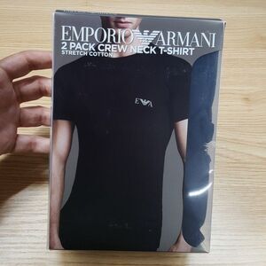 EMPORIO ARMANI Shirt Mens Medium Black 2-Pack Pullover Crew Logo T-Shirt Tee